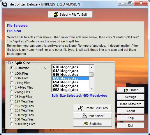 File Splitter Deluxe screen shot